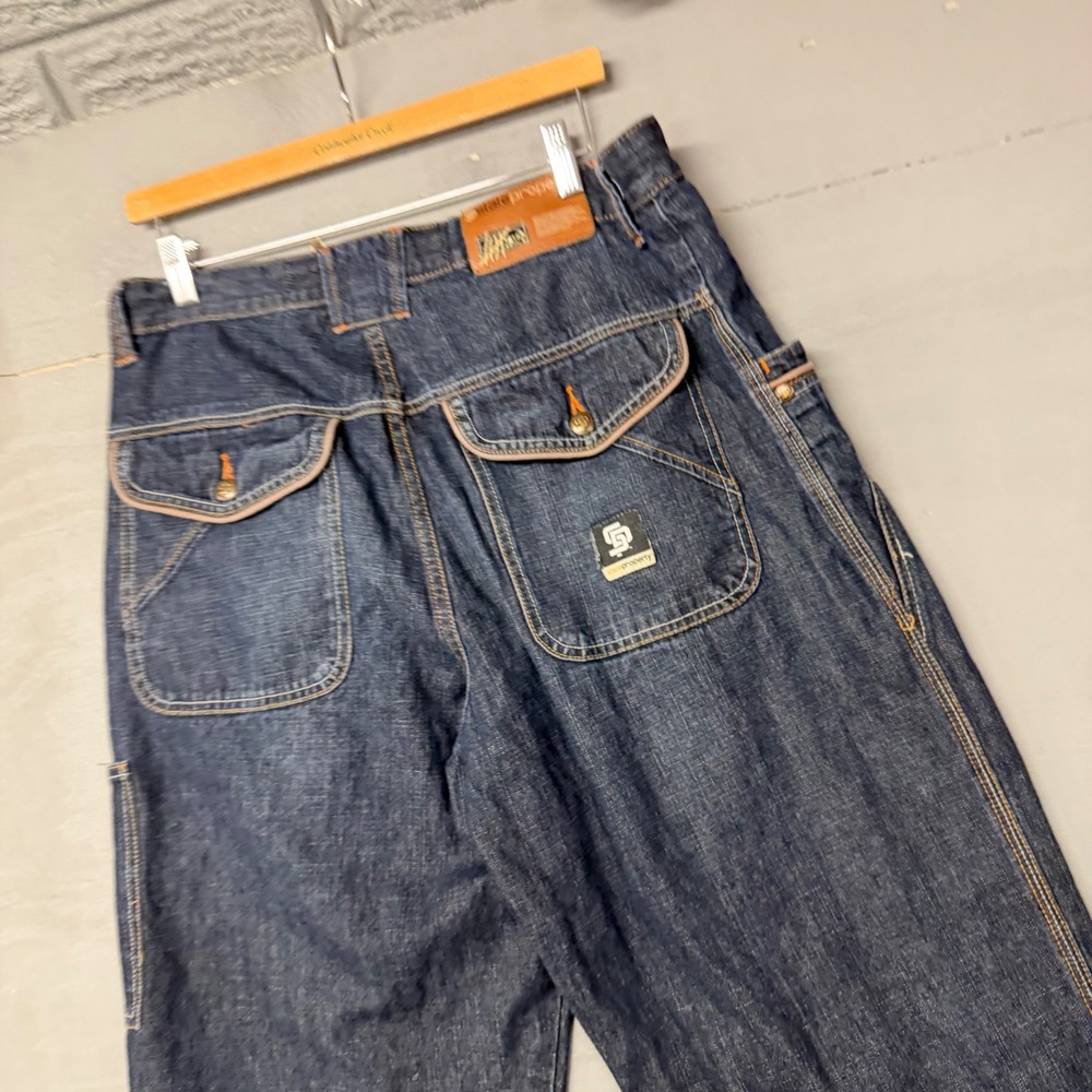 State Property Mens Baggy Indigo Denim Jeans Streetwear Wide Leg Size 36 5733